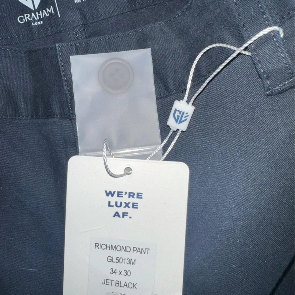 Graham Luxe Men’s Richmond GL5013M Jet Black Cotton Golf Pants- Size 34X30 - Picture 4 of 13